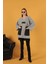 Petek Kumaş Garnili Oversize Kadın Sweat-Gri 3