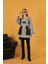 Petek Kumaş Garnili Oversize Kadın Sweat-Gri 2