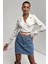 Gömlek Yaka Beli Bağlamalı Crop Bluz 1