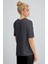 Kadın Antrasit %100 Pamuk Nefes Alan Bisiklet Yaka Regular Fit Normal Kesim Baskisiz Basic T-Shirt 3