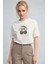 Kadın Ekru Beyaz Kiraz Leopar Cherry Baskı Regular Fit Normal Kalıp T-Shirt 1
