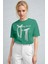 Kadın Bntn Yeşil Kurdele Kabaran Dokulu Baskı Regular Fit Normal Kalıp T-Shirt 1
