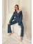 Denim Kumaş Beli Lastikli Kadın Mavi Kot Ceket 3