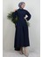 Çift Cepli Poplin Elbise Lacivert 4