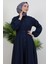 Çift Cepli Poplin Elbise Lacivert 5
