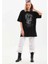 Unisex Taş Desenli Oversize T-Shirt - Siyah 8