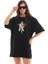 Unisex Bisiklet Yaka Baskılı Oversize T-Shirt - Siyah 8