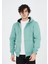 Unisex Tam Fermuarlı Kapşonlu Sweatshirt - Mint Yeşili 4