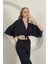Müslin Kumaş Kimono-Lacivert 3