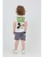 Erkek Çocuk Mickey Mouse Baskılı Beyaz Pamuklu Alt Üst Takım Yarım Kollu 2'li Şort T-Shirt Takım 3-8 Yaş 2