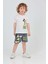 Erkek Çocuk Mickey Mouse Baskılı Beyaz Pamuklu Alt Üst Takım Yarım Kollu 2'li Şort T-Shirt Takım 3-8 Yaş 1