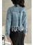 Püskül Detaylı Denim Crop Ceket 5