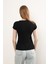 Dokulu Kısa Kol Düz Siyah Kadın Likralı Tişört Basic Bürümcük T-Shirt 3