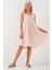 Sıfır Kol Düğmeli Kısa Elbise 2571 - Pudra 3