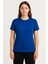 Düz Mavi Renk Basic Unisex Slim Fit Tişört 3