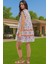 Dokuma Pamuk Mini Elbise Geometrik Çini Desenli Yazlık Uzun Ömürlü Mükemmel Uyum Modern Stil 3
