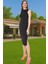 Zarif Düz Desenli Bodycon Midi Abiye Elbise Polyester Elastan Karışımı Konforlu Kesim Trend Tasarım 1