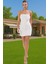Bodycon Mini Abiye Elbise 3D Gül Aplike Detaylı Polyester Tül Kumaş Kaliteli Işçilik Şık Görünüm 1