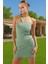 Asimetrik Yaka Mini Elbise Bodycon Kalıp Polyester Elastan Şık Elbise Seçkin Malzeme Özenle Seçilmiş 1