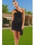 Asimetrik Yaka Mini Elbise Bodycon Kalıp Polyester Elastan Şık Elbise Seçkin Malzeme Özenle Seçilmiş 1