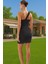 Asimetrik Yaka Mini Elbise Bodycon Kalıp Polyester Elastan Şık Elbise Seçkin Malzeme Özenle Seçilmiş 2