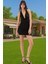 Mini Bodycon Elbise Degaje Yaka Kolsuz Sandy Dokuma Polyester Abiye Yüksek Kalite Kaliteli Işçilik 1