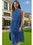Kadın Yazlık Midi Elbise Nefes Alan Polyester Dokuma Kumaş Rahat Trend Tasarım Modern Stil 1