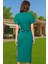 Yazlık Kadın Pamuk Midi Elbise Bodycon Kalıp Bağcıklı Tasarım Modern Stil Profesyonel Görünüm 3