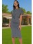 Yazlık Kadın Pamuk Midi Elbise Bodycon Kalıp Bağcıklı Tasarım Modern Stil Profesyonel Görünüm 2