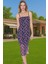 Askılı Bodycon Polyester Elbise Baskılı Tül Midi Premium Kalite Zarifane Tasarım Özel Tasarım 1