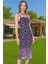 Askılı Bodycon Polyester Elbise Baskılı Tül Midi Premium Kalite Zarifane Tasarım Özel Tasarım 2