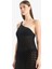 Regular Fit Tek Omuzlu Siyah Triko Plaj Elbisesi-Fall in Love Z9665AZ25HS 4