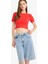 Coool Fitted Crop Basic Düz Kırmızı Kısa Kollu Tişört F8924AX25HS 4