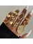 15PCS/SET Atılı Metal Düzensiz Çizgiler Su Damlacıkları Kadınlar Için Pürüzsüz Halkalar Punk Retro Boho Moda Takı Hediyesi Ana Taş Renk: 03 (Yurt Dışından) 1