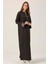 Siyah Saten Detaylı Maxi Boy Elbise DM455 3