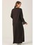 Siyah Saten Detaylı Maxi Boy Elbise DM455 4