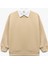 Yeni Sezon Uzun Kollu Gömlek Yaka Detaylı Pamuklu Basic Sweatshirt 1