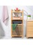 2063 Ahşap Bambu Kirli Sepetli 2 Raflı Çok Amaçlı Banyo Düzenleyici Organizer Banyo Dolabı Kirli Çamaşır Sepeti Organizeri 1