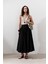Parçalı Geniş Pamuklu Etek Siyah 1