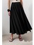 Parçalı Geniş Pamuklu Etek Siyah 3