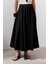 Parçalı Geniş Pamuklu Etek Siyah 5