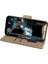 General Mobile Gm8 Uyumlu Kart ve Para Bölmeli Standlı Cüzdanlı Kılıf - Altın 3