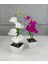 Saksıda Yapay Mini Islak Orkide 30 cm Beyaz 4