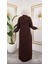 Biyeli Şerit Metal Aksesuar Detaylı Ferace / Taba - F0144 4