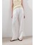 Keten Pileli Geniş Pantolon Ekru 3
