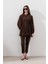 Tencel Pileli Pantolon Acı Kahve 2