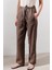 Keten Barrel Pantolon Tozlu Kahve 3