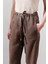 Keten Barrel Pantolon Tozlu Kahve 4
