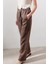 Keten Barrel Pantolon Tozlu Kahve 5