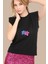 Siyah Yaprak Nakışlı Kolsuz T-Shirt 2